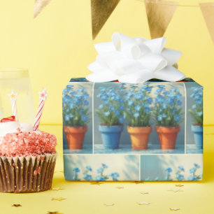 Vergessen-Me-Not-Blume-Pots Geschenkpapier