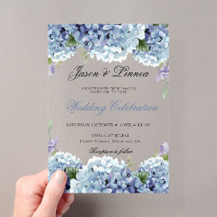 Vergessen-Me-Not-Blume Wasserfarbe Elegante Hochze Acryleinladungen