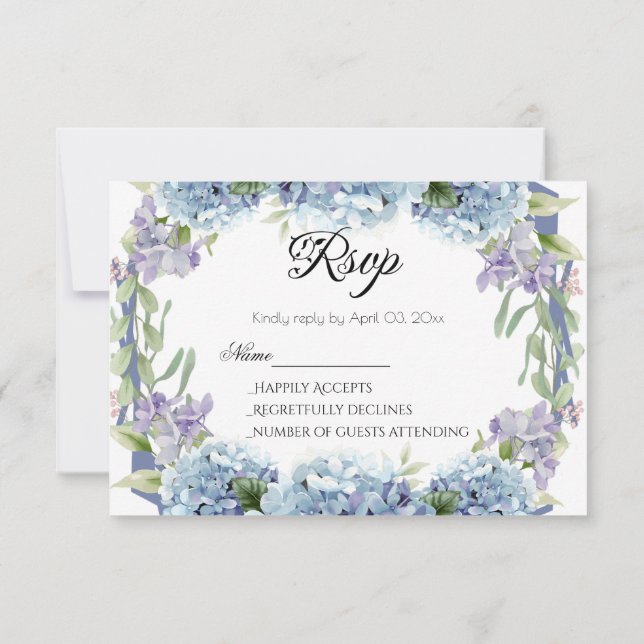 Vergessen-Me-Not-Blume Wasserfarbenelegante RSVP Karte (Rückseite)