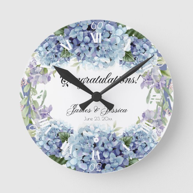 Vergessen-Me-Not-Blume Wasserfarbenelegante Runde Wanduhr (Vorderseite)