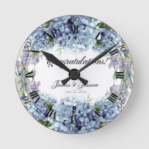Vergessen-Me-Not-Blume Wasserfarbenelegante Runde Wanduhr
