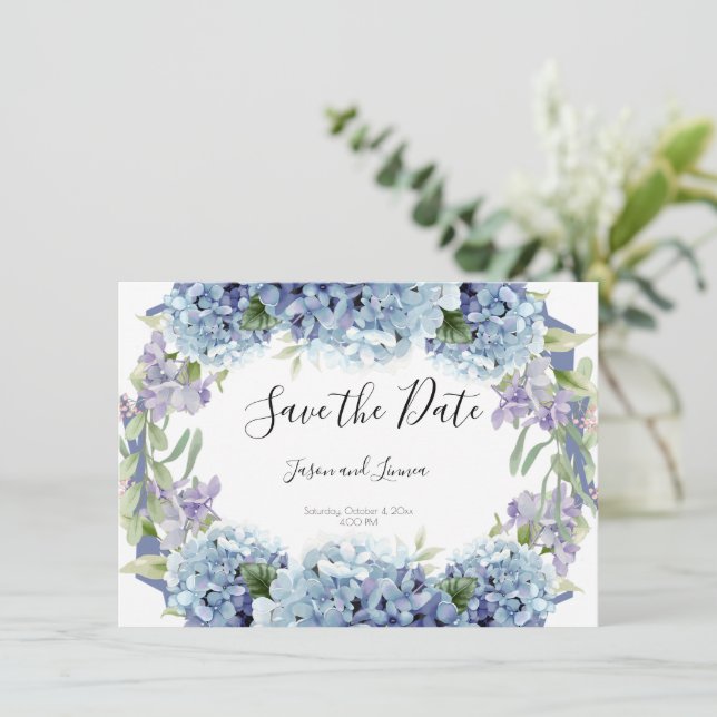 Vergessen-Me-Not-Blume Wasserfarbenelegante Save The Date (Stehend Vorderseite)