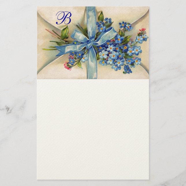 VERGESSEN MICH NOTS MONOGRAM Romantische Hochzeit Briefpapier (Vorderseite)