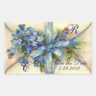 VERGESSEN MICH NOTS MONOGRAM , WEDEDY PARTY Blue C Rechteckiger Aufkleber