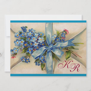 VERGESSEN MICH NOTS MONOGRAM , WEDING PARTY Blue M Einladung