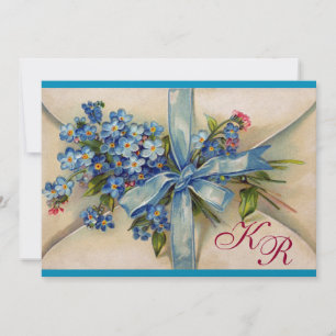 VERGESSEN MICH NOTS MONOGRAM , WEDING PARTY Blue M Einladung