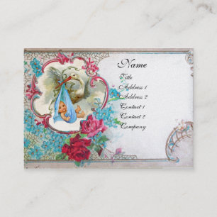 VERGESSEN MICH NOTS STORK BABY SHOWER 2 MONOGRAMM  VISITENKARTE