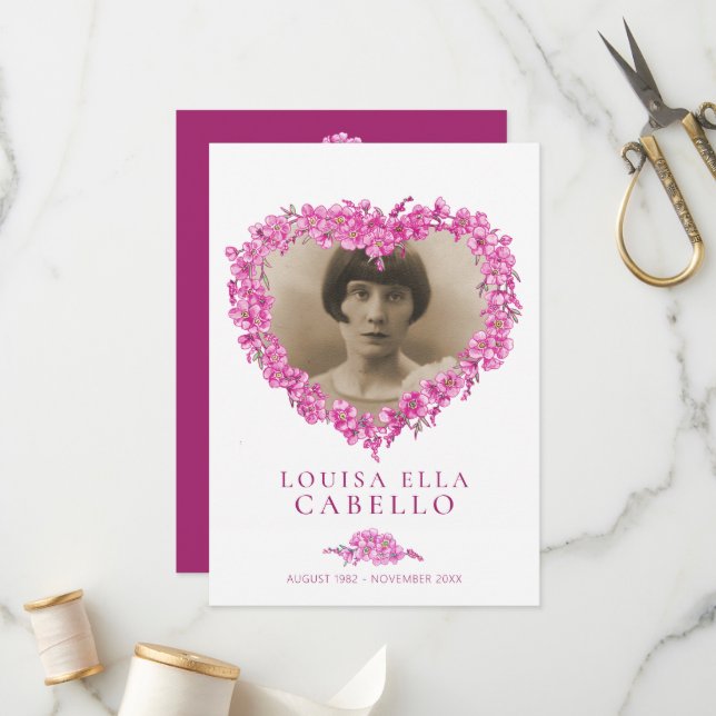 Vergessen-nies Beerdigungsservice-Programm Rosa Bl Programm (Vorderseite/Rückseite Beispiel)