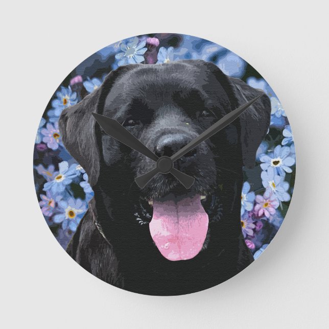 Vergessen Sie den Knoten - Schwarzes Labrador Runde Wanduhr (Vorderseite)