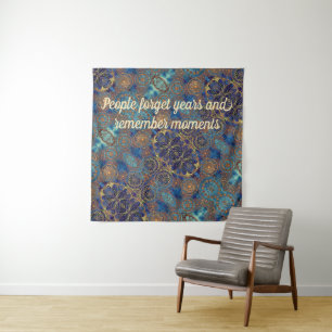 Vergessen Sie Jahre Erinnern Moments Blue Gold Sta Wandteppich