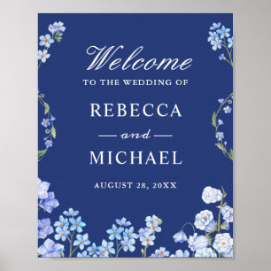 Vergessen Sie Me Nots Blue Flowers Wedding Welcome Poster