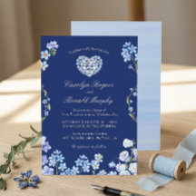 Vergessen Sie Me Nots Heart Royal Blue Floral Wedd