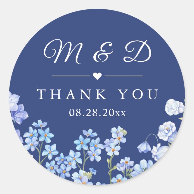 Vergessen Sie Me Nots Royal Blue Floral Gastgesche Runder Aufkleber (Vorderseite)