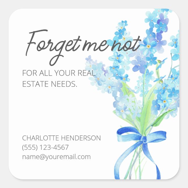 Vergessen Sie mich nicht Blume Business Labels Quadratischer Aufkleber (Vorderseite)