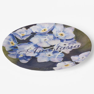 VERGESSEN SIE MICH NICHT BLUMEN-PARTY-MONOGRAMM PAPPTELLER
