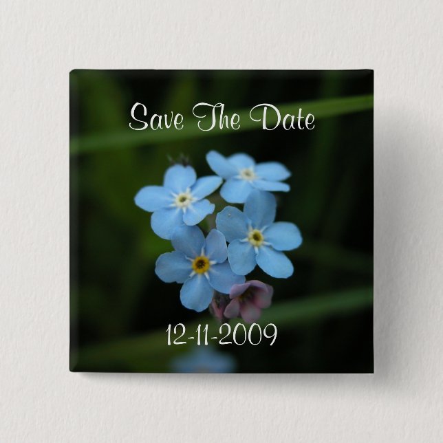 Vergessen Sie mich nicht Blumen-Save the Date Button (Vorderseite)