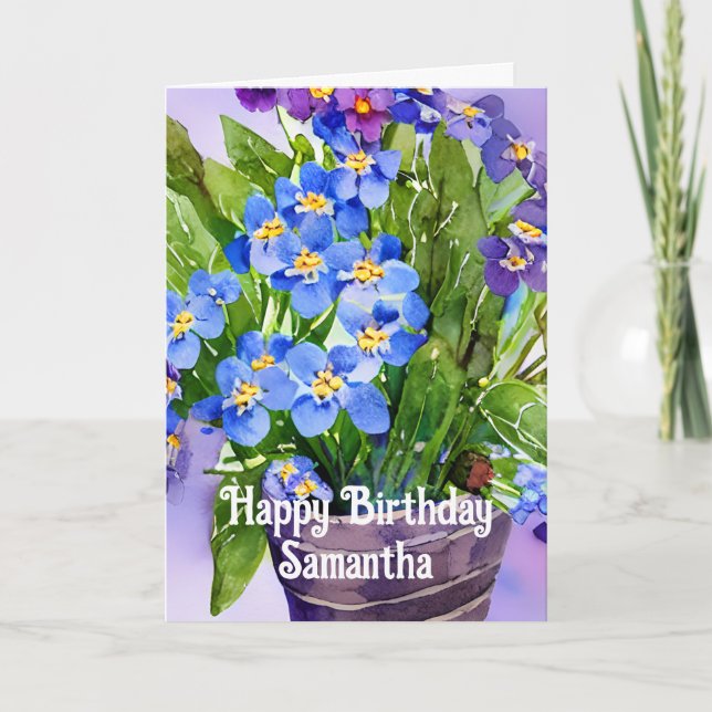 Vergessen Sie mir nicht Aquarell Happy Birthday Ca Karte (Vorderseite)