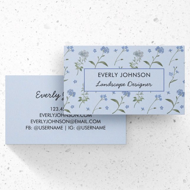 Vergessen Sie mir nicht blaue Florfarbe Visitenkarte (Front and Back)