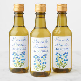 Vergessen Sie mir nicht Blue Floral Spring Wedding Weinetikett