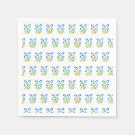 Vergessen Sie mir nicht Blue Floral Watercolor Hoc Serviette