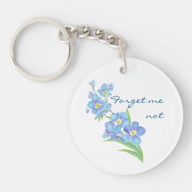 Vergessen Sie mir nicht Custom Watercolor Garden B Schlüsselanhänger (Vorderseite)