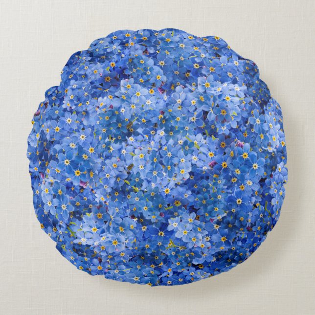 Vergessen Sie mir nicht das Muster der Blume Rundes Kissen (Vorderseite)