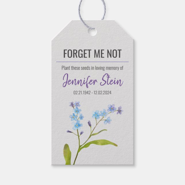 Vergessen Sie mir nicht die Blume der Samen-Paket- Geschenkanhänger (Vorderseite)