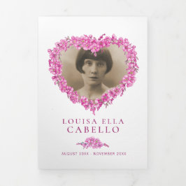 Vergessen Sie nicht-Blume Herzrosa Beerdigung Dreifach-gefaltete Programmkarte