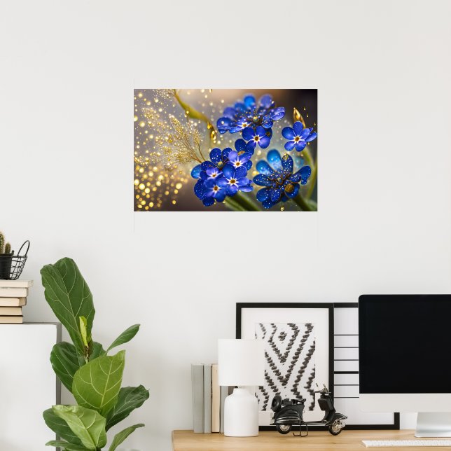 Vergessen Sie nicht die Blume mit Goldakzenten Poster (Heimbüro)