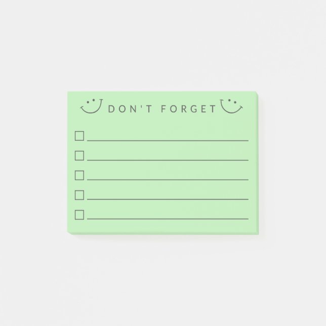 Vergessen Sie nicht, lächeln Post-it Klebezettel (Vorderseite)