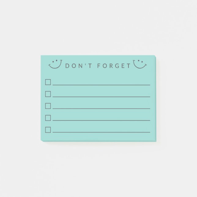 Vergessen Sie nicht, lächeln Post-it Klebezettel (Vorderseite)