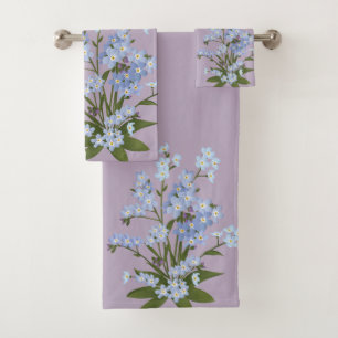 Vergessen Sie nicht und Foliage auf Lavender Hinte Badhandtuch Set