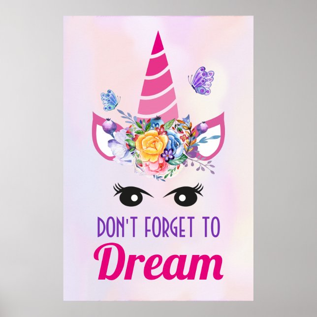Vergessen Sie nicht zu träumen Niedlich rosa Einho Poster (Vorne)