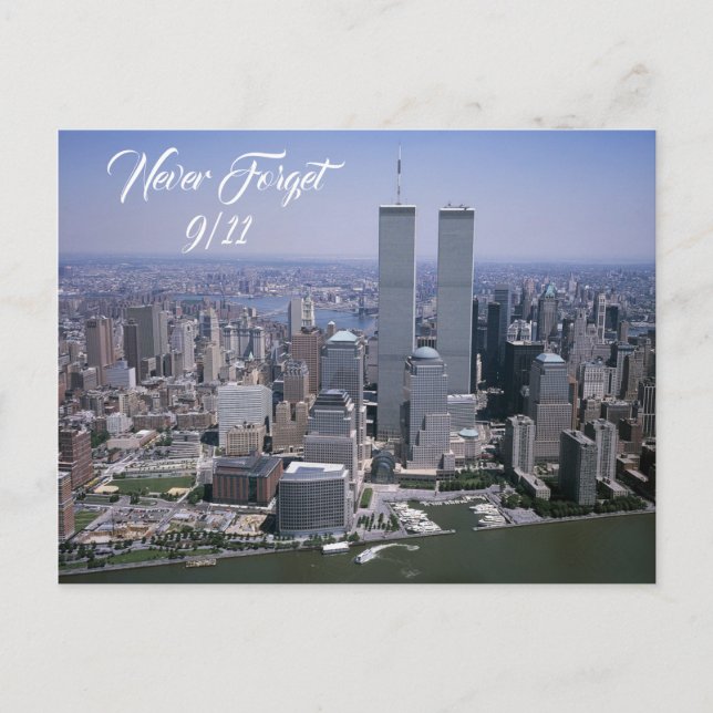 Vergessen Sie nie, 11. September Zwillingstürme Er Postkarte (Vorderseite)