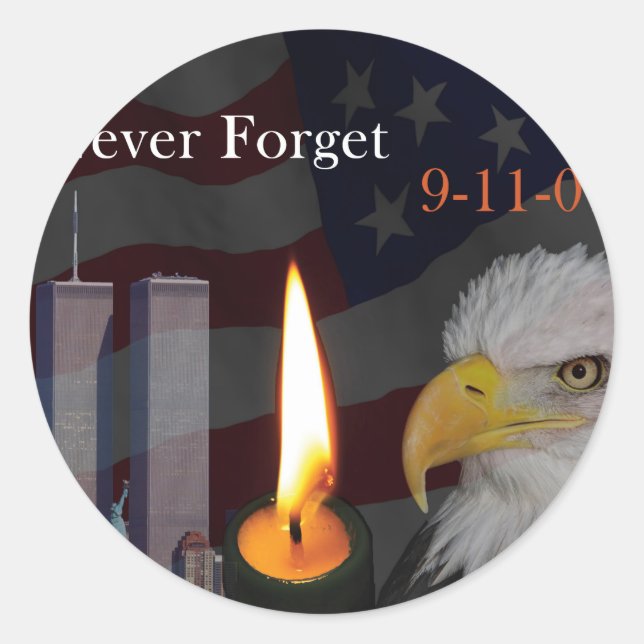Vergessen Sie nie 9-11-01 Runder Aufkleber (Vorderseite)
