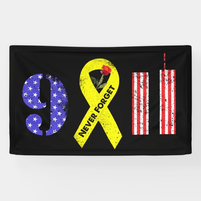 Vergessen Sie nie 9 11 Gelbe Schleife Banner (Horizontal)