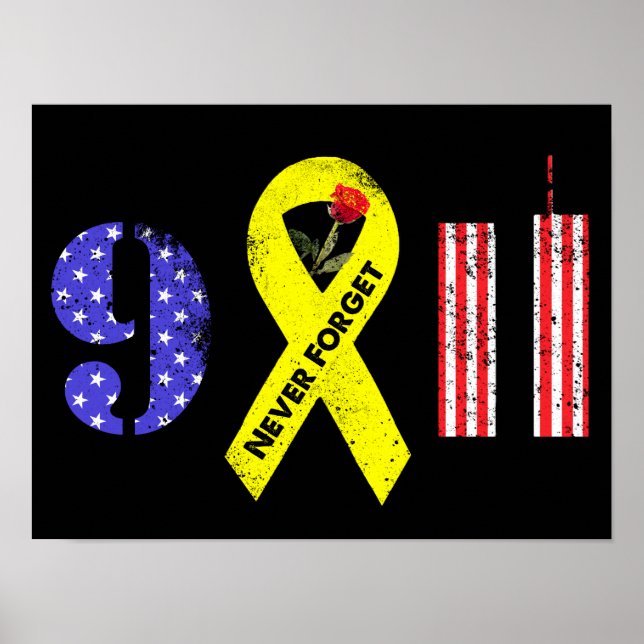 Vergessen Sie nie 9 11 Gelbe Schleife Poster (Vorne)