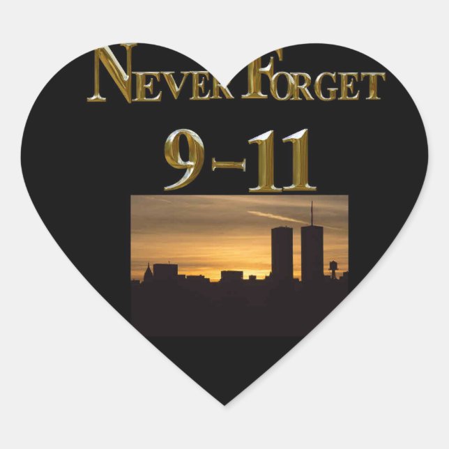 VERGESSEN SIE NIE 9-11 Herz-Aufkleber (Vorderseite)