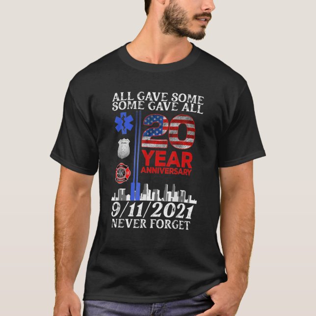Vergessen Sie niemals die Gedenkstätte zum 20. Jah T-Shirt (Vorderseite)