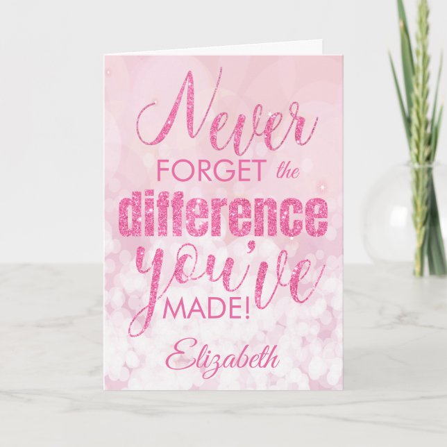 Vergessen Sie niemals Rosa Danke, dass Sie uns dan Karte (Vorderseite)