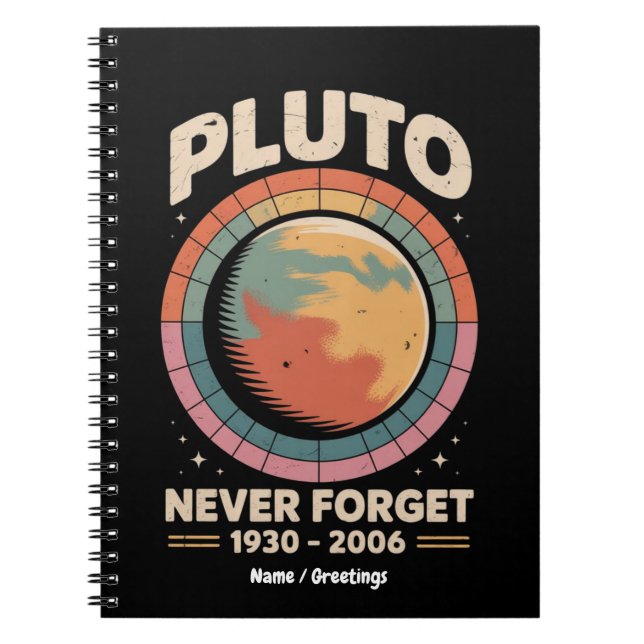 Vergessen Sie Pluto 1930-2006 Funny Retro Space Notizblock (Vorderseite)
