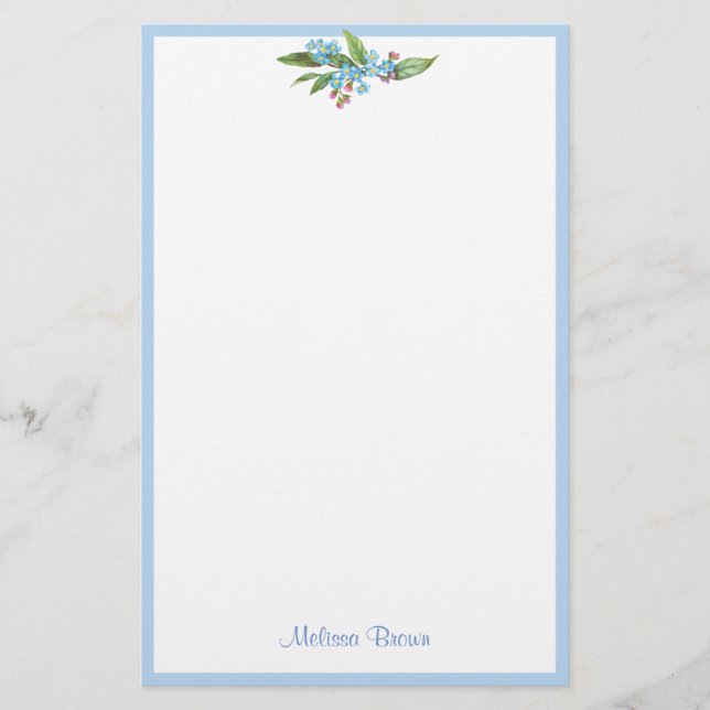 Vergessen Sie's-Me-Not Bouquet Blue Blumen Niedlic Briefpapier (Vorderseite)