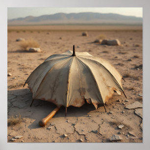 Vergessene Relik - gewitterter Regenschirm in der Poster