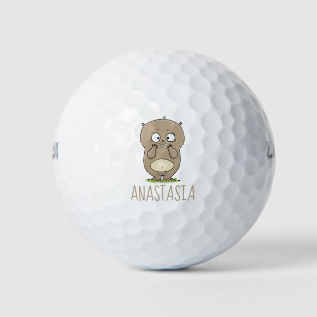 Vergesslicher, bezaubernder Hamster-Cartoon Golfball (Vorderseite)