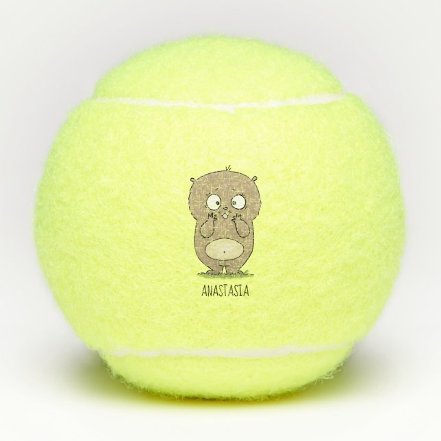 Vergesslicher, bezaubernder Hamster-Cartoon Tennisbälle (Vorderseite)