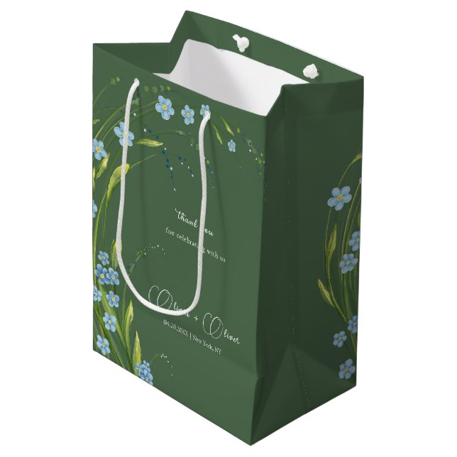 Vergesst-ich-nicht-Hochzeit Mittlere Geschenktüte (Vorderseite Schrägansicht)