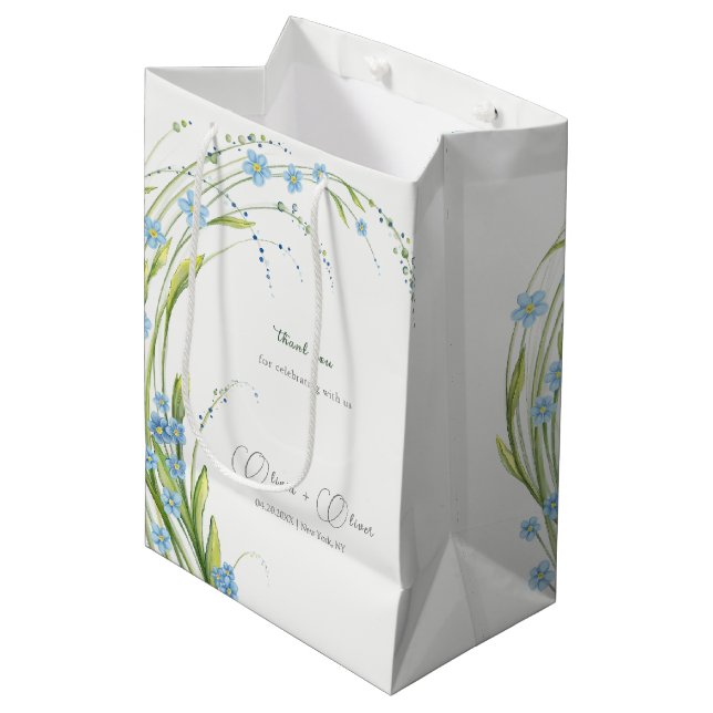 Vergesst-ich-nicht-Hochzeit Mittlere Geschenktüte (Vorderseite Schrägansicht)