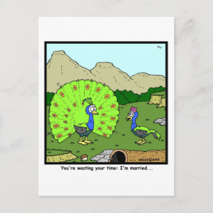 Vergeuden Sie Ihre Zeit: Pfau-Cartoon Postkarte