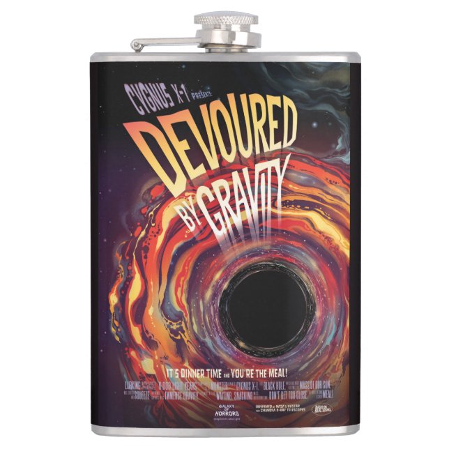 Vergeudet durch Gravity Halloween Hole Black Horro Flachmann (Vorderseite)