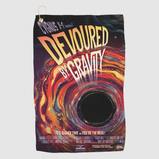 Vergeudet durch Gravity Halloween Hole Black Horro Golfhandtuch (Vorderseite)